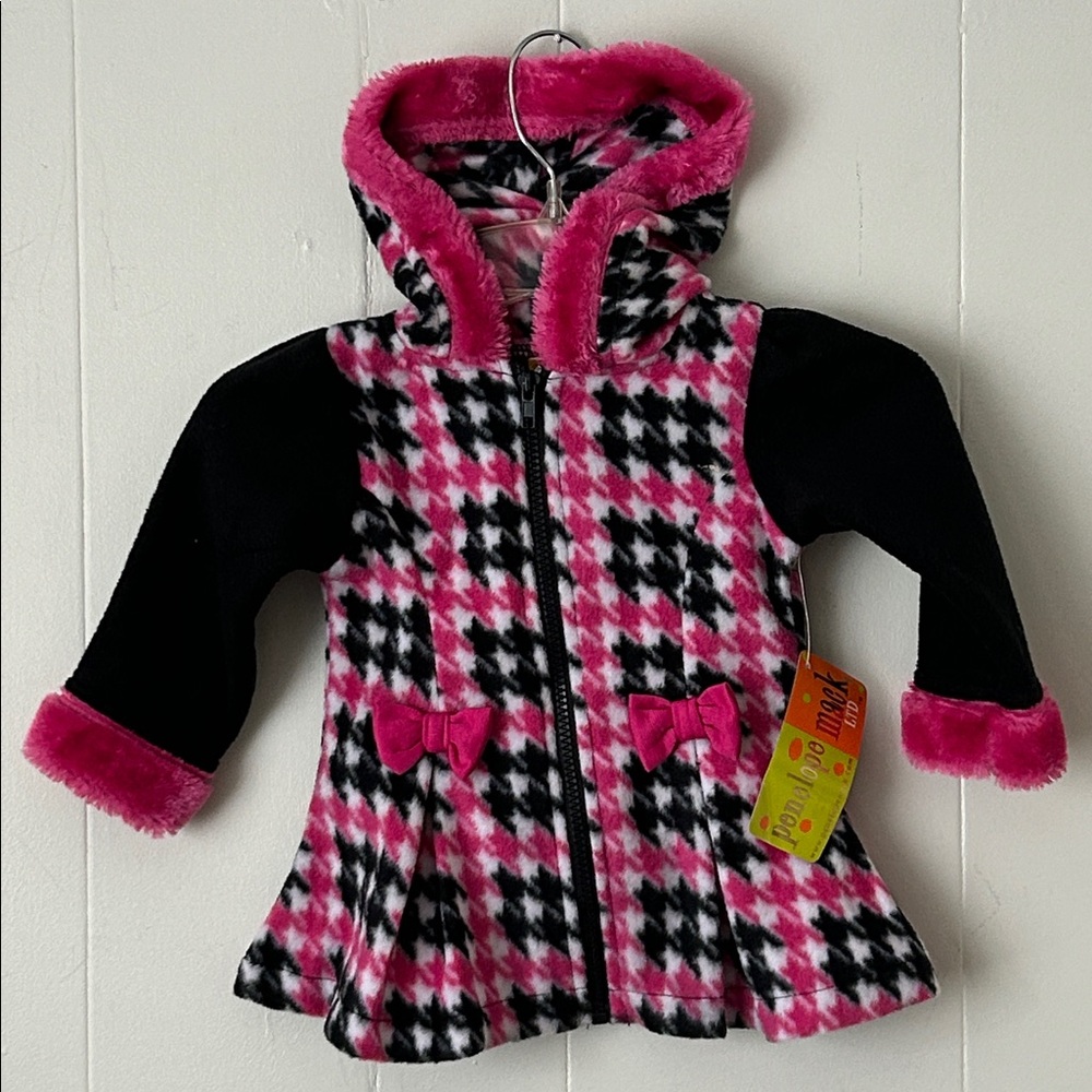 Penelope Mack Pink and Black Plaid Hooded Jacket
